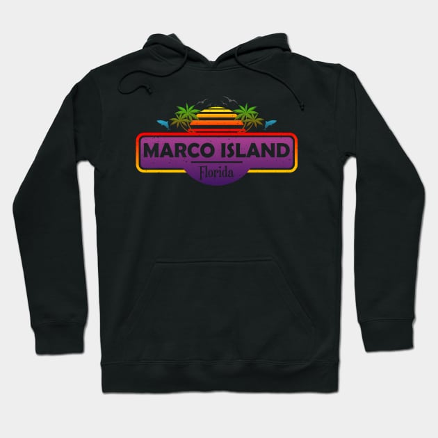 Marco Island Beach Florida, Palm Trees Sunset Summer Hoodie by Jahmar Anderson